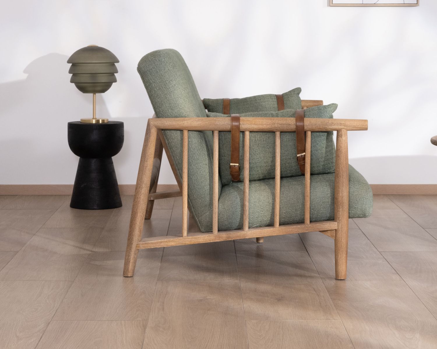 Divano a 2 posti in stile etnico "Plume" in tessuto goffrato kaki