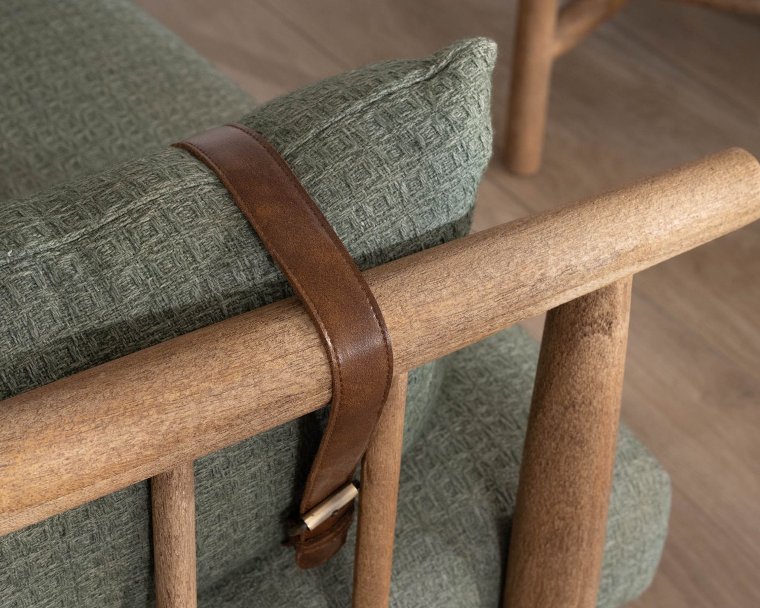 Divano a 2 posti in stile etnico "Plume" in tessuto goffrato kaki