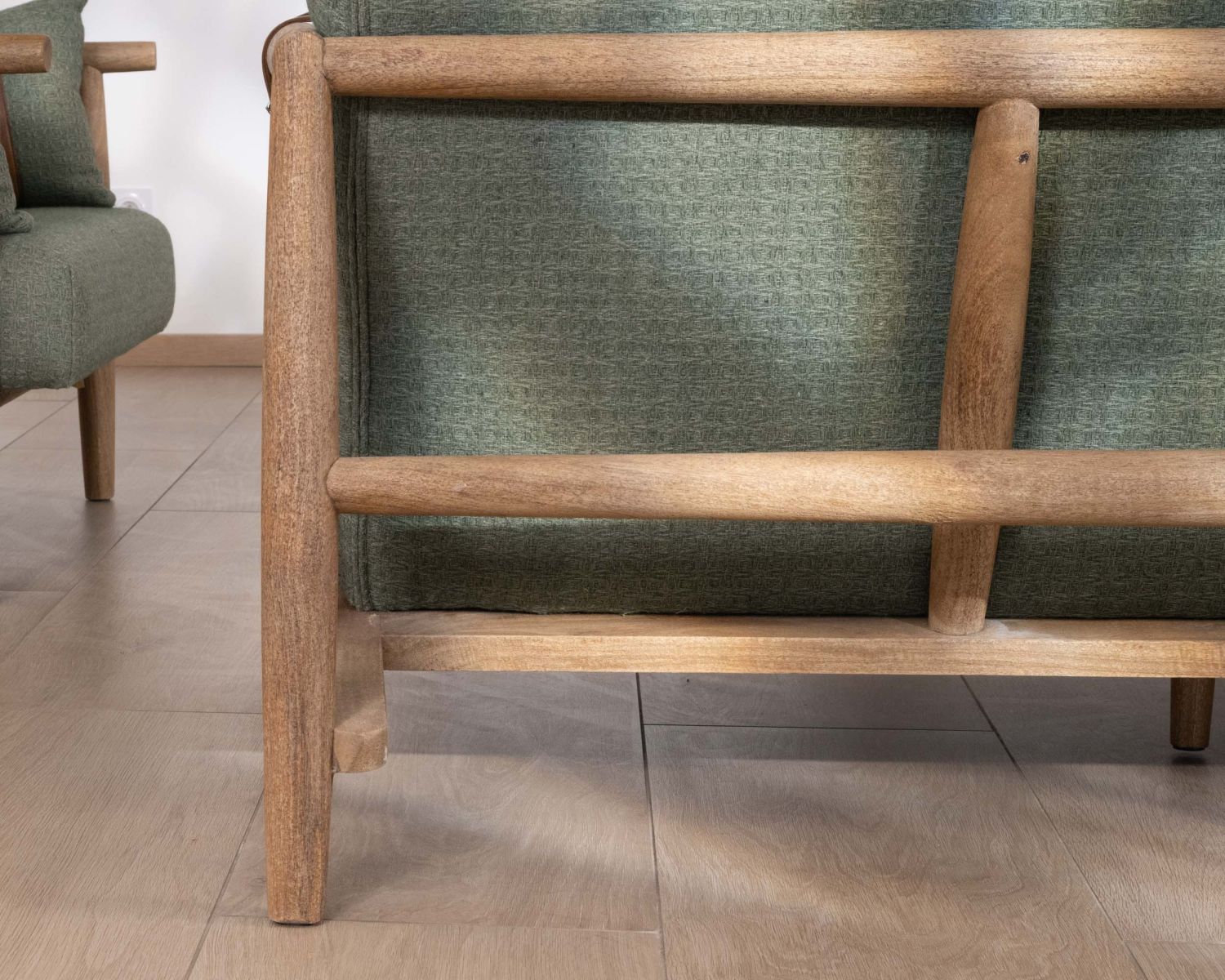 Divano a 2 posti in stile etnico "Plume" in tessuto goffrato kaki