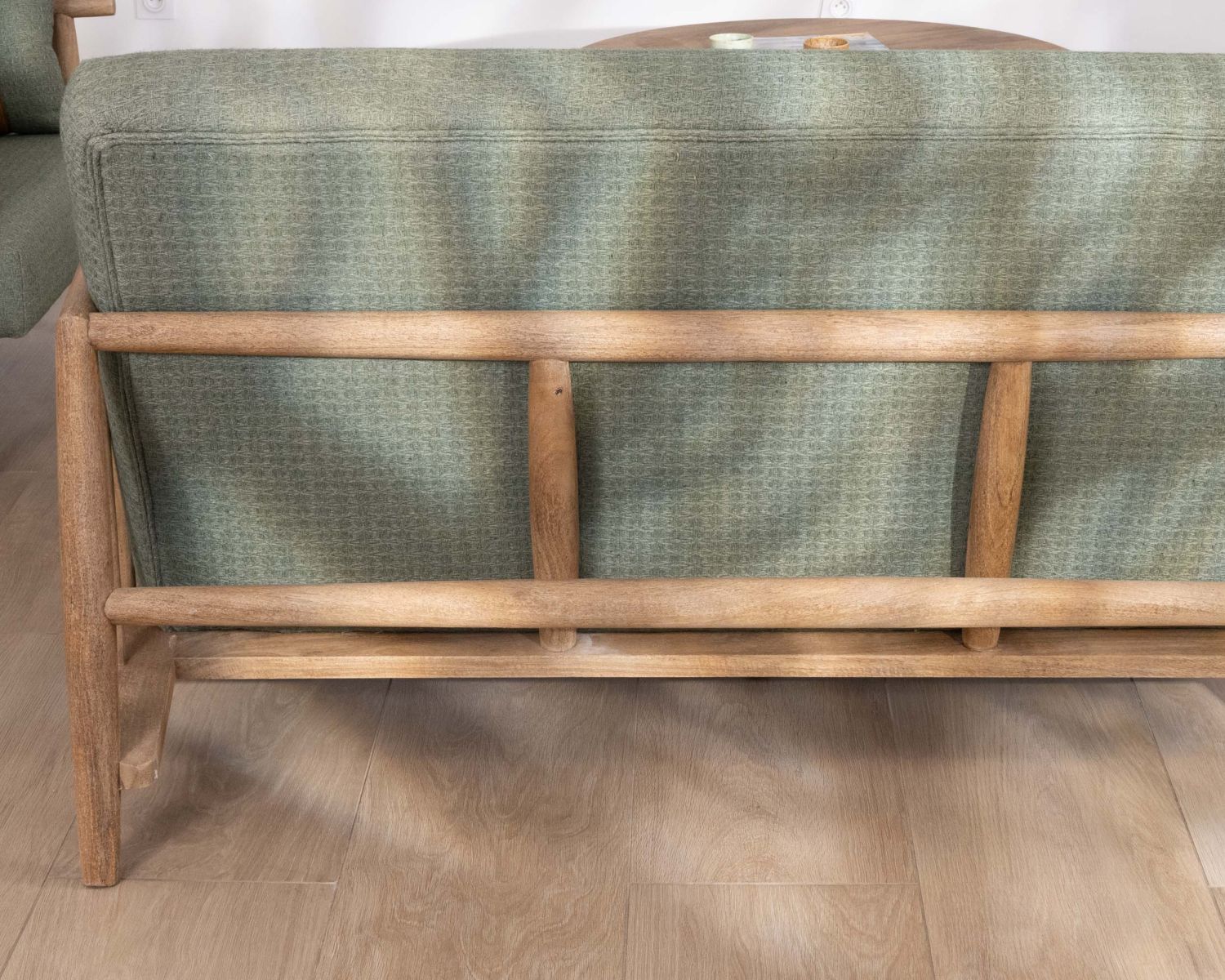 Divano a 2 posti in stile etnico "Plume" in tessuto goffrato kaki