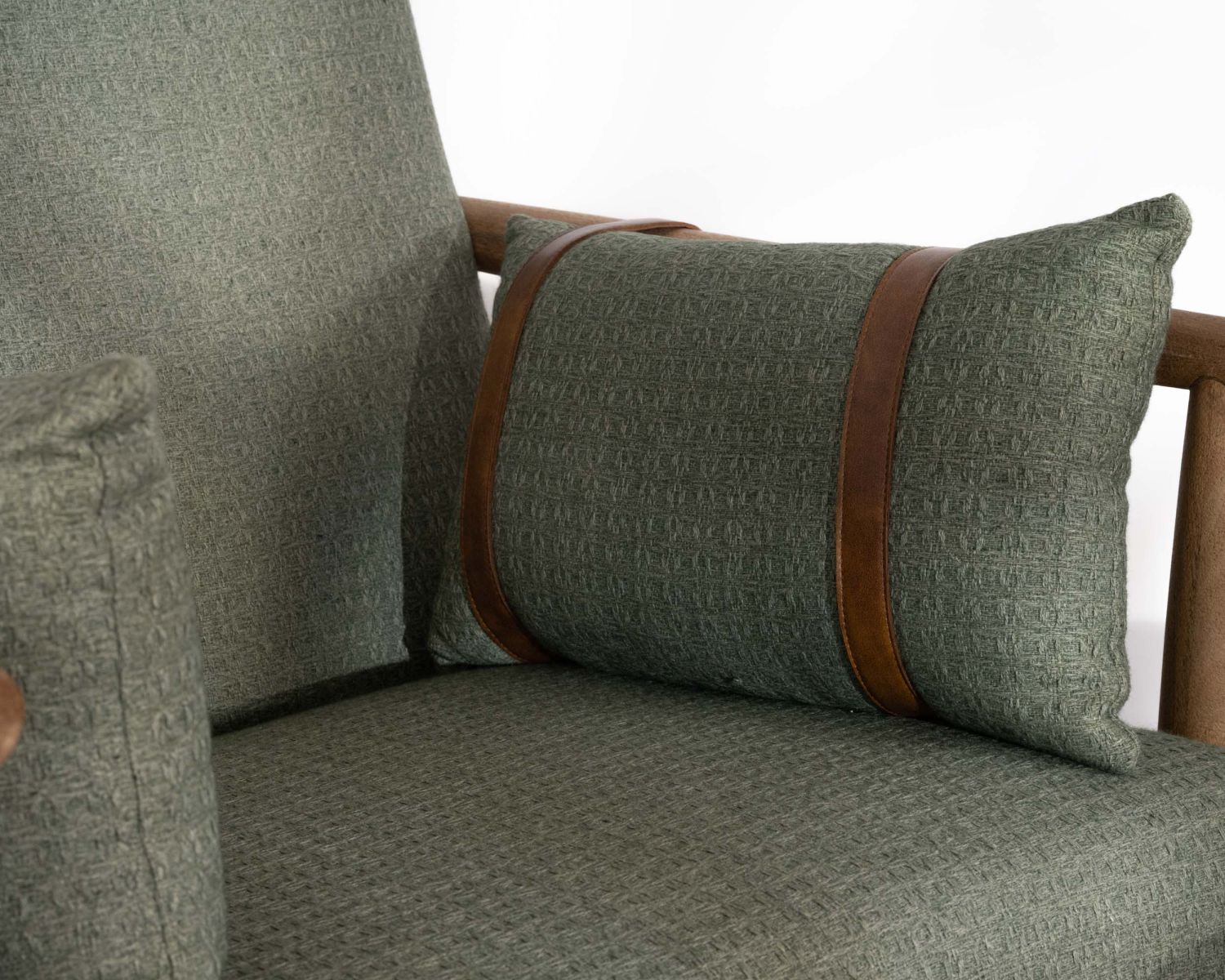 Poltrona in stile etnico "Plume" in tessuto goffrato kaki