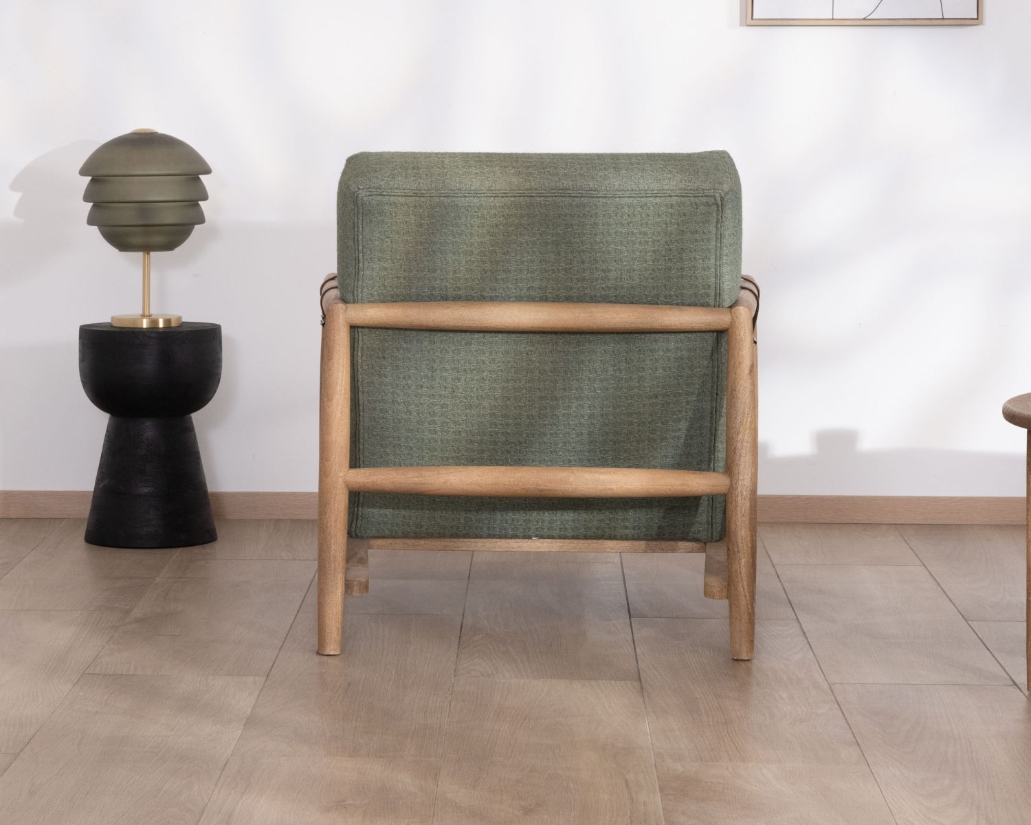 Poltrona in stile etnico "Plume" in tessuto goffrato kaki