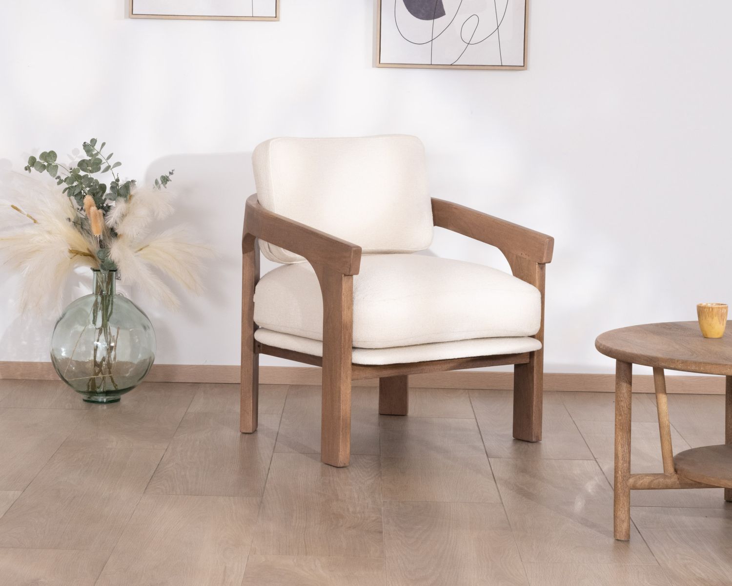 Sedia occasionale di design scandinavo "Archéa" in spugna ecrù