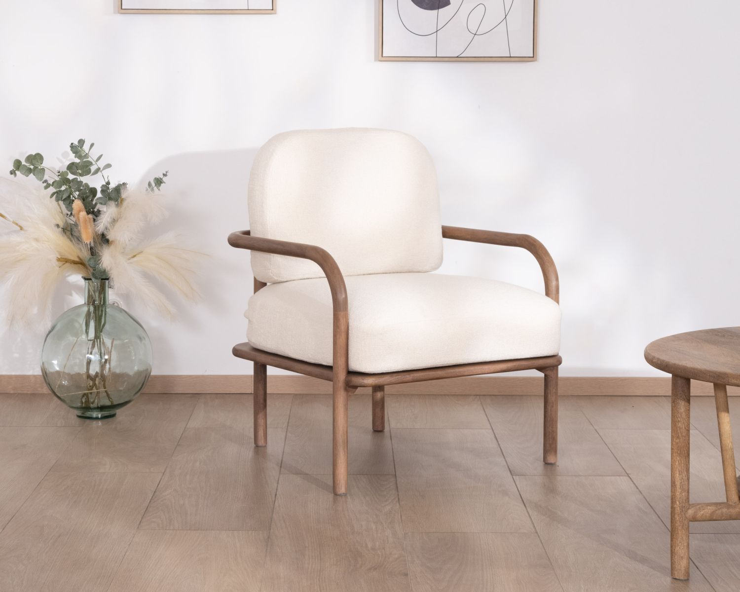 Sedia occasionale in stile retrò "Pio" in spugna ecrù