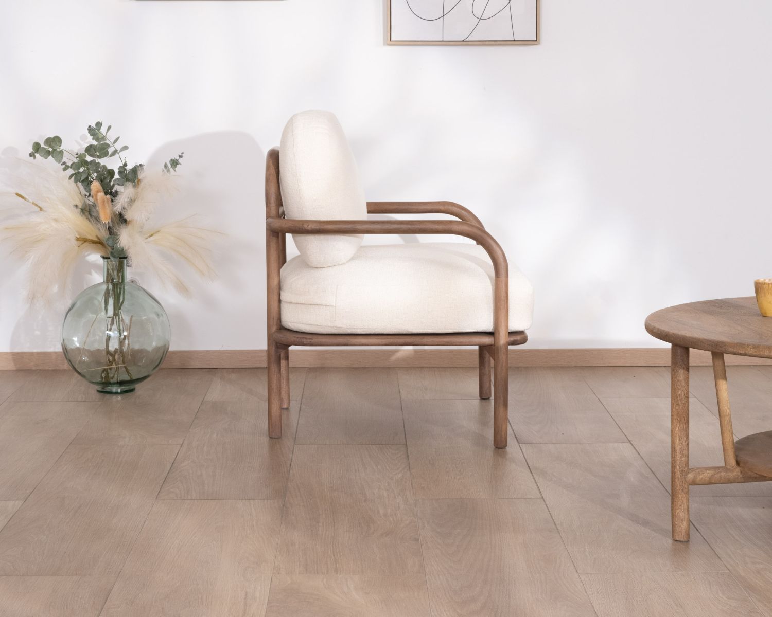 Sedia occasionale in stile retrò "Pio" in spugna ecrù