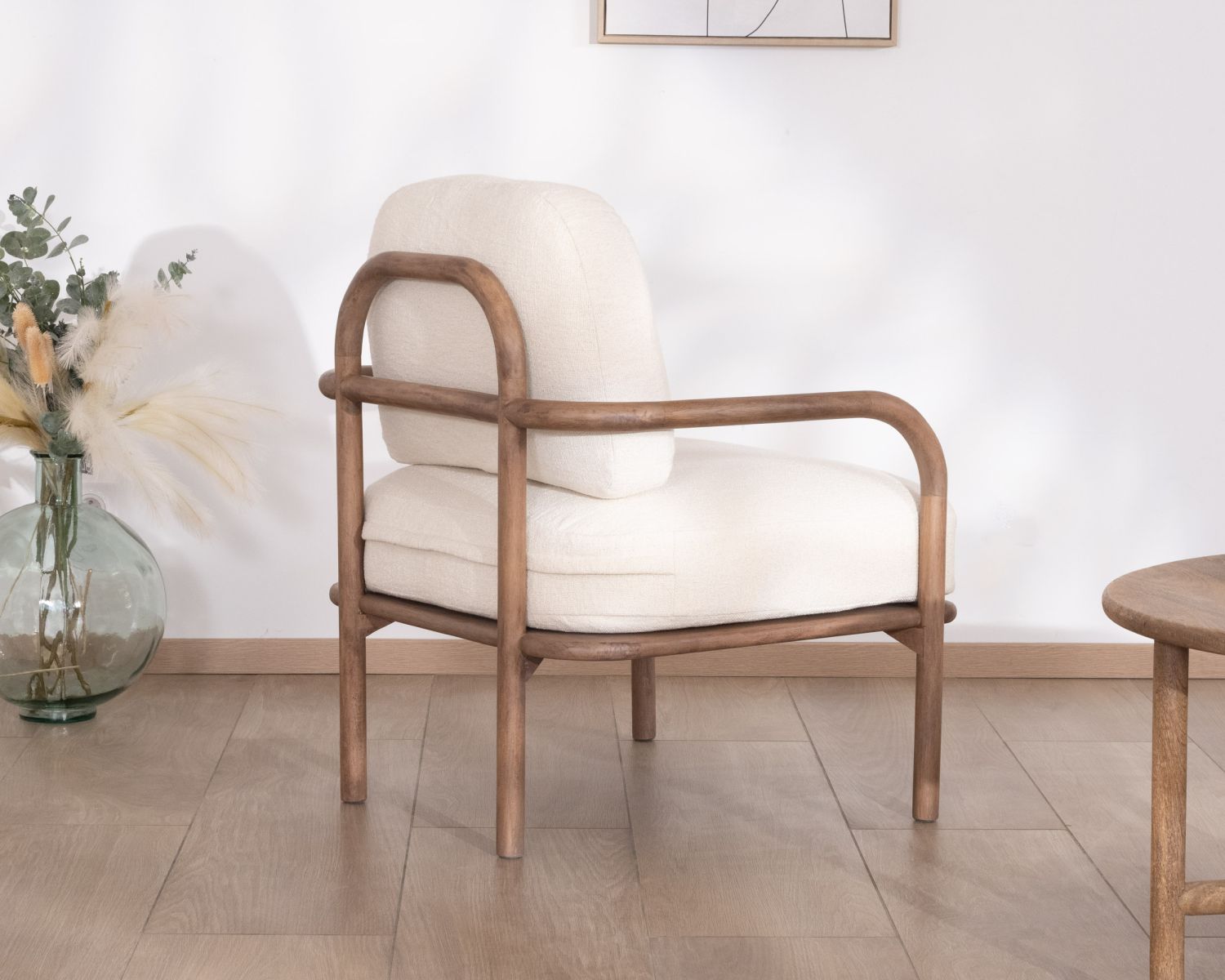 Sedia occasionale in stile retrò "Pio" in spugna ecrù