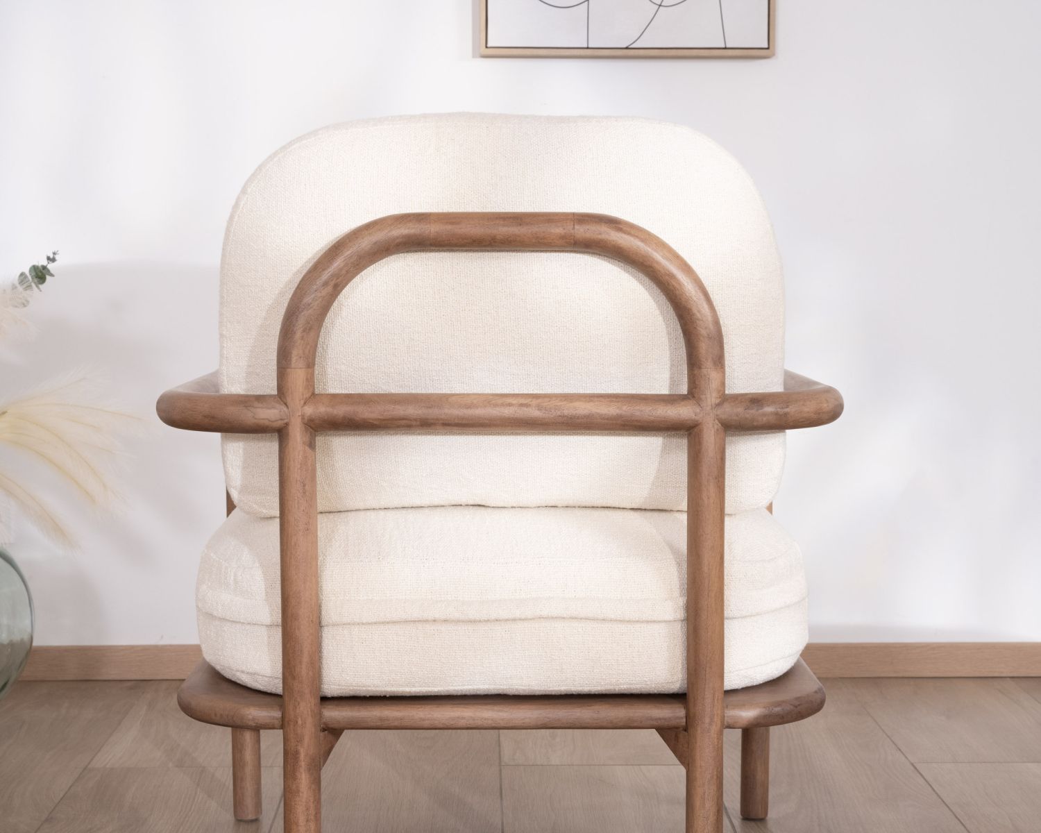 Sedia occasionale in stile retrò "Pio" in spugna ecrù