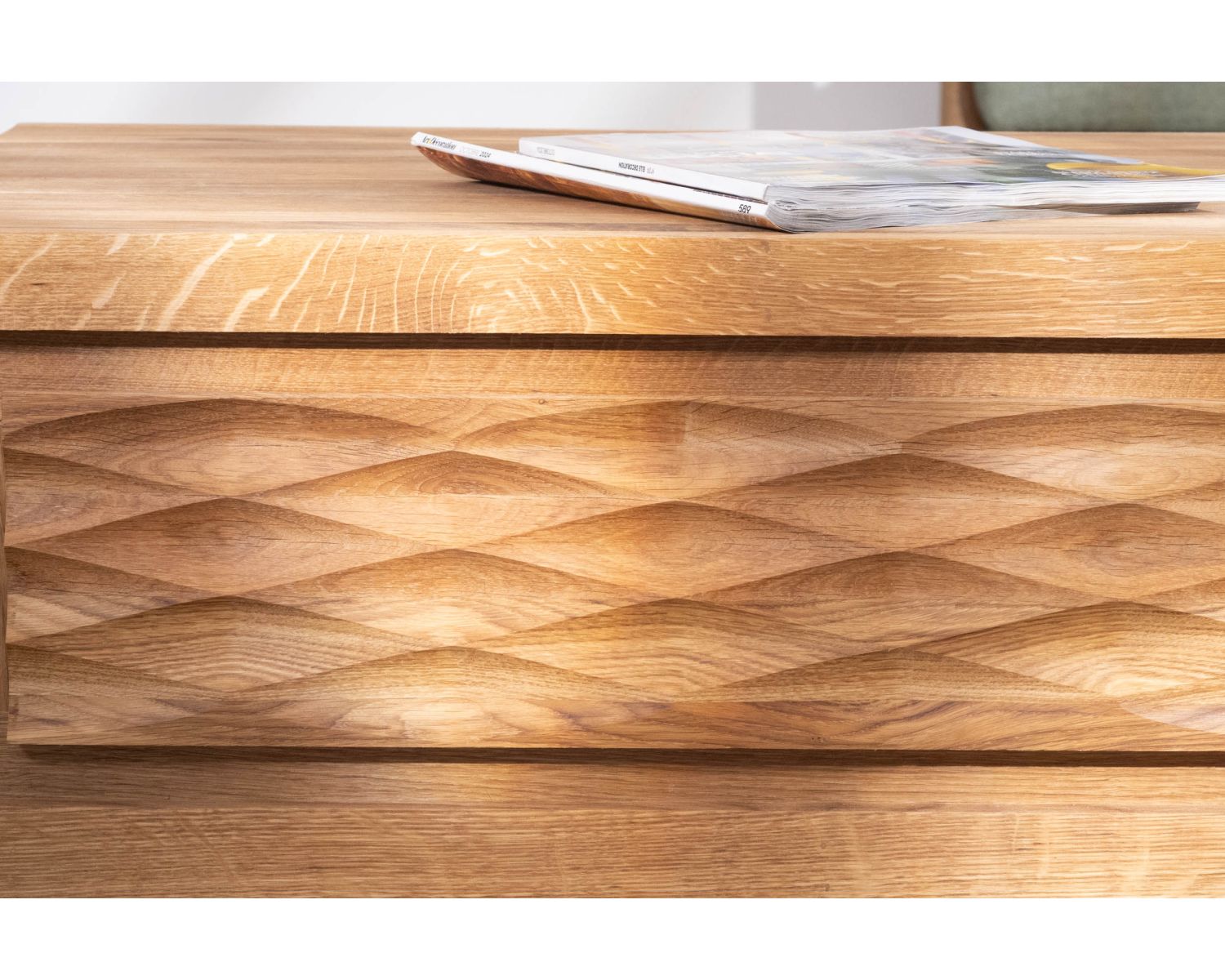 Tavolino contemporaneo in stile zen "Wave" in rovere oliato 120 cm