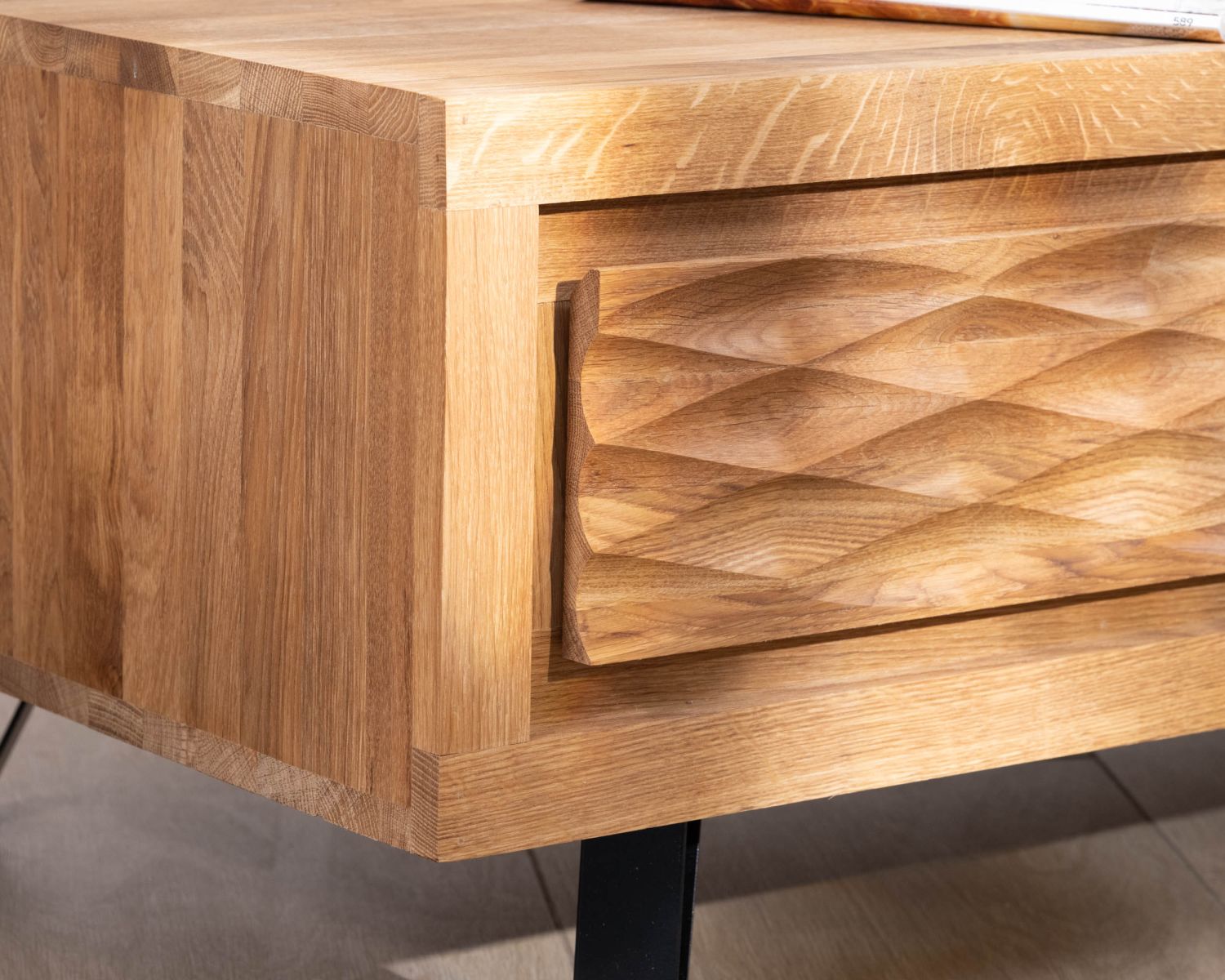 Tavolino contemporaneo in stile zen "Wave" in rovere oliato 120 cm