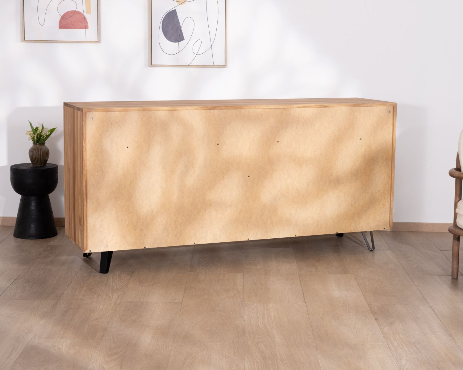 Grande credenza in rovere oliato da 190 cm "Wave" dall'aspetto pulito e contemporaneo
