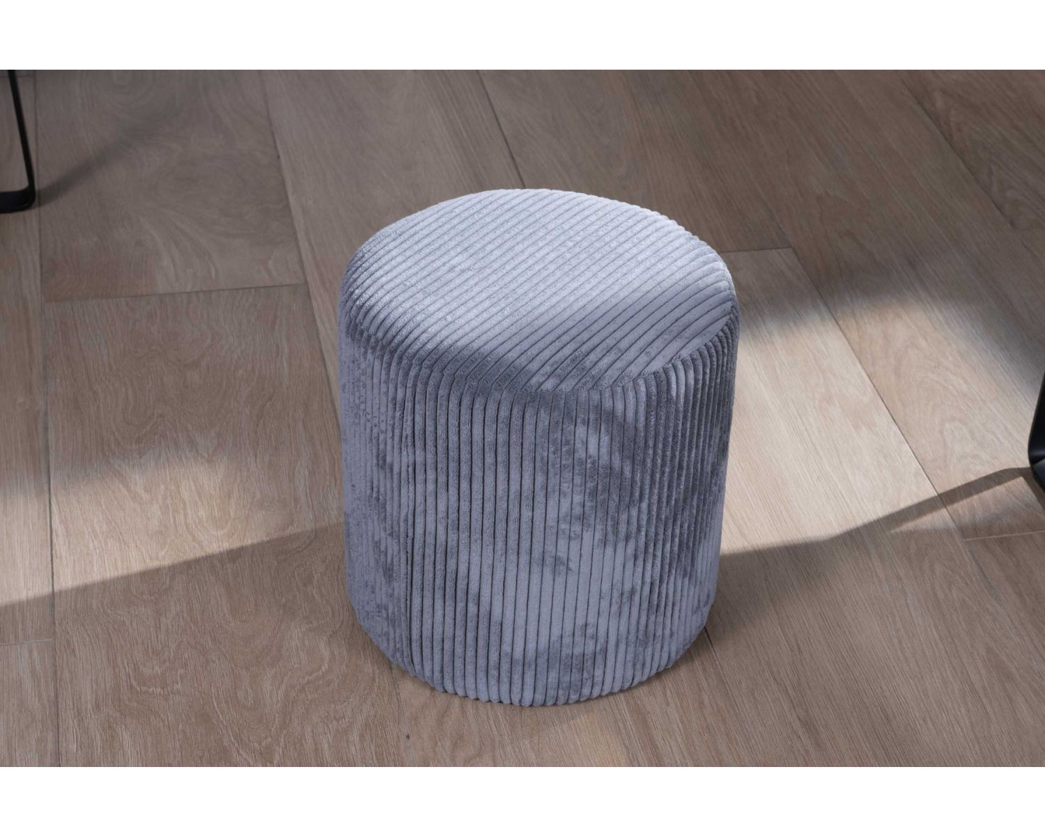 Set di 2 pouf rotondi in velluto a coste grigio "Snaw", diametro 35 cm