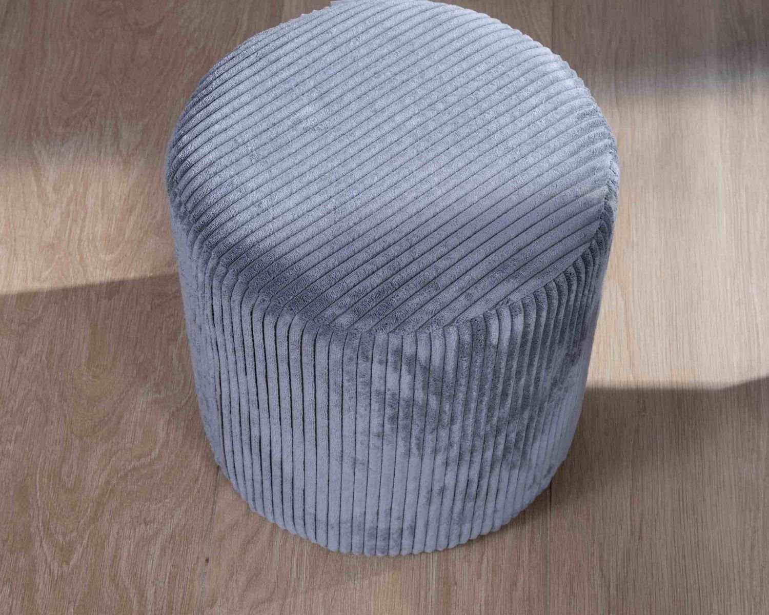 Set di 2 pouf rotondi in velluto a coste grigio "Snaw", diametro 35 cm