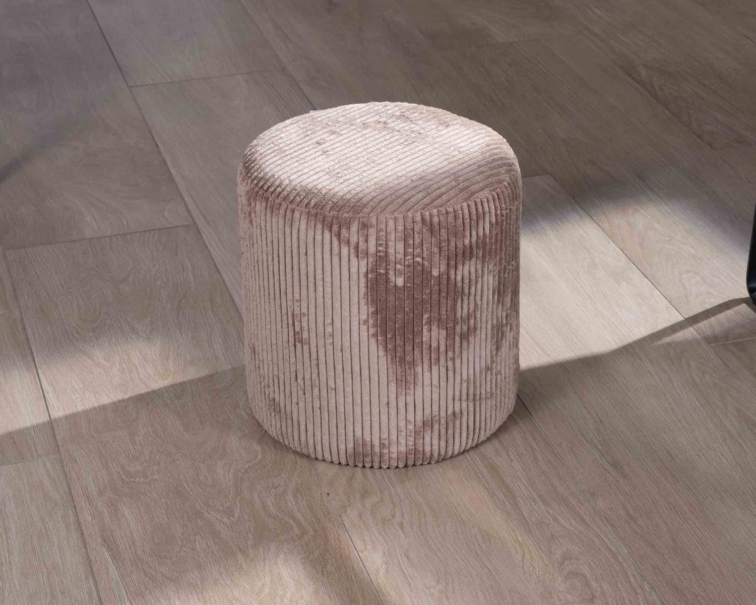 Set di 2 piccoli pouf rotondi "Snaw" in velluto di cammello