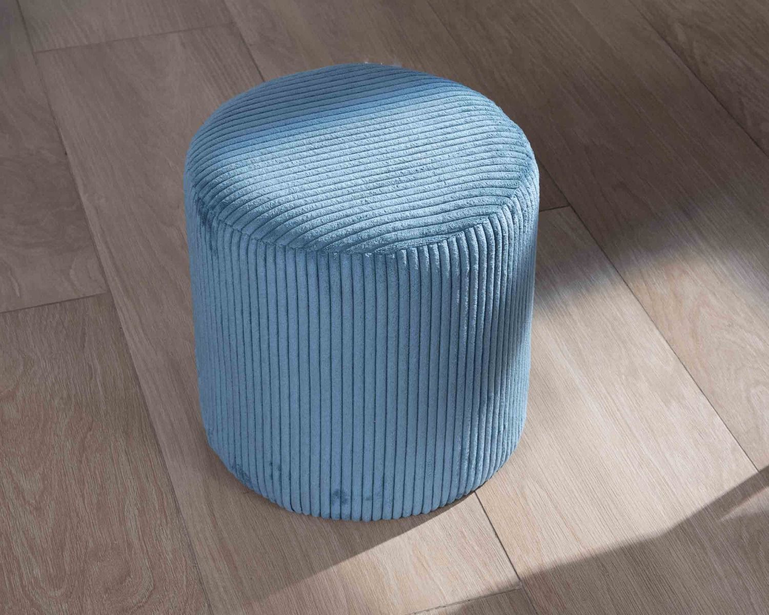 Set di 2 pouf in velluto a coste blu petrolio "Snaw", diametro 35 cm