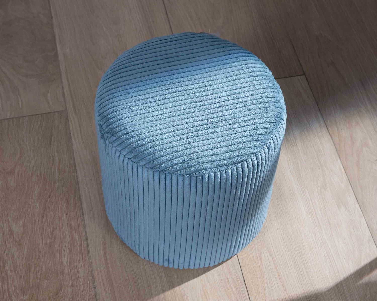 Set di 2 pouf in velluto a coste blu petrolio "Snaw", diametro 35 cm