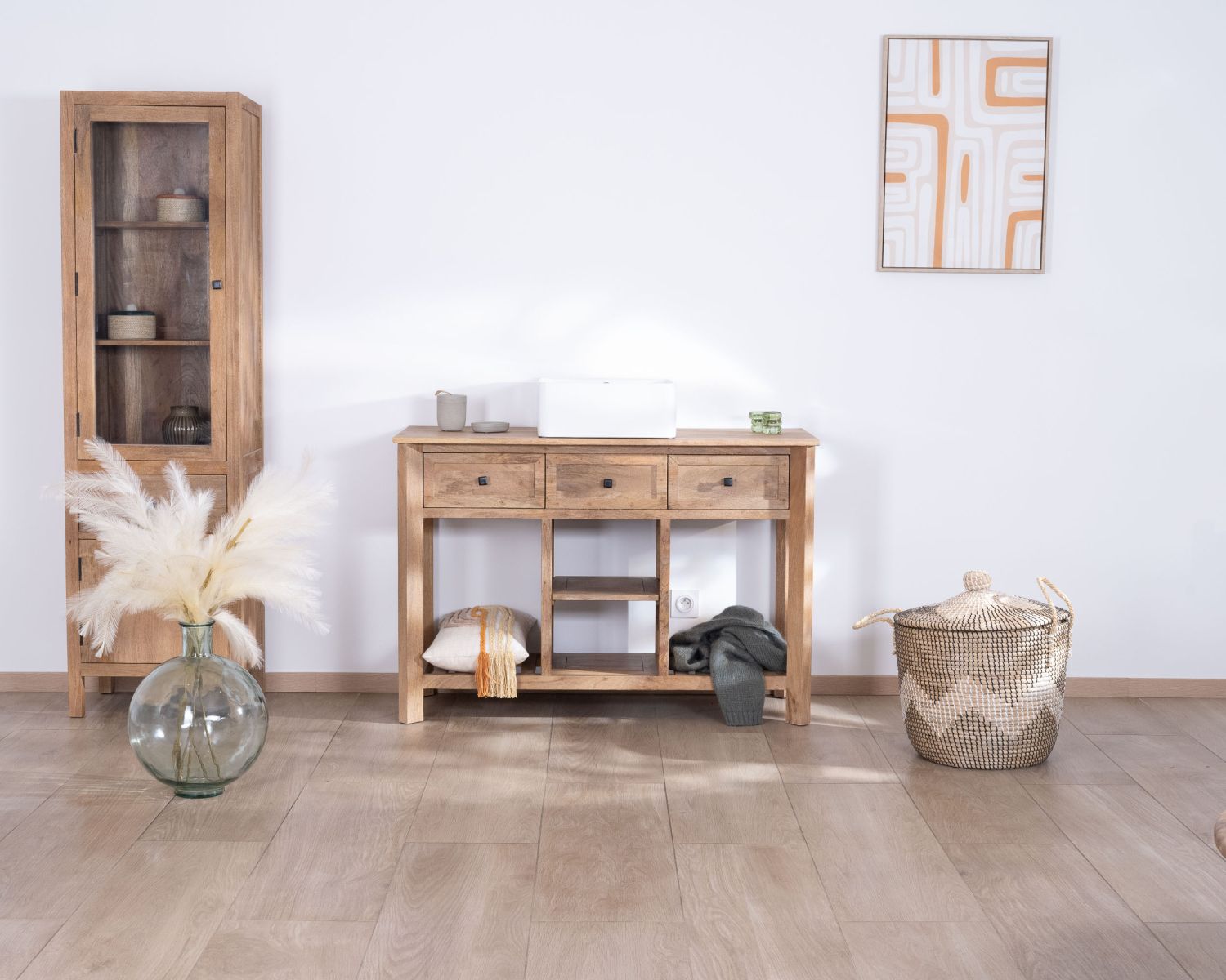 Mobile lavabo singolo "Maestro" da 120 cm in legno di mango