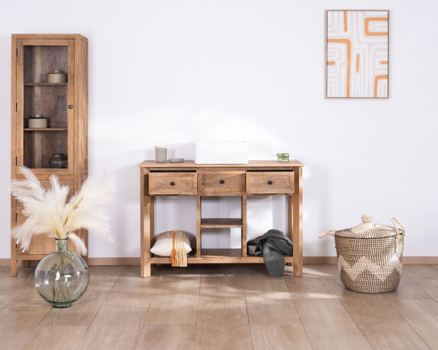 Mobile lavabo singolo "Maestro" da 120 cm in legno di mango