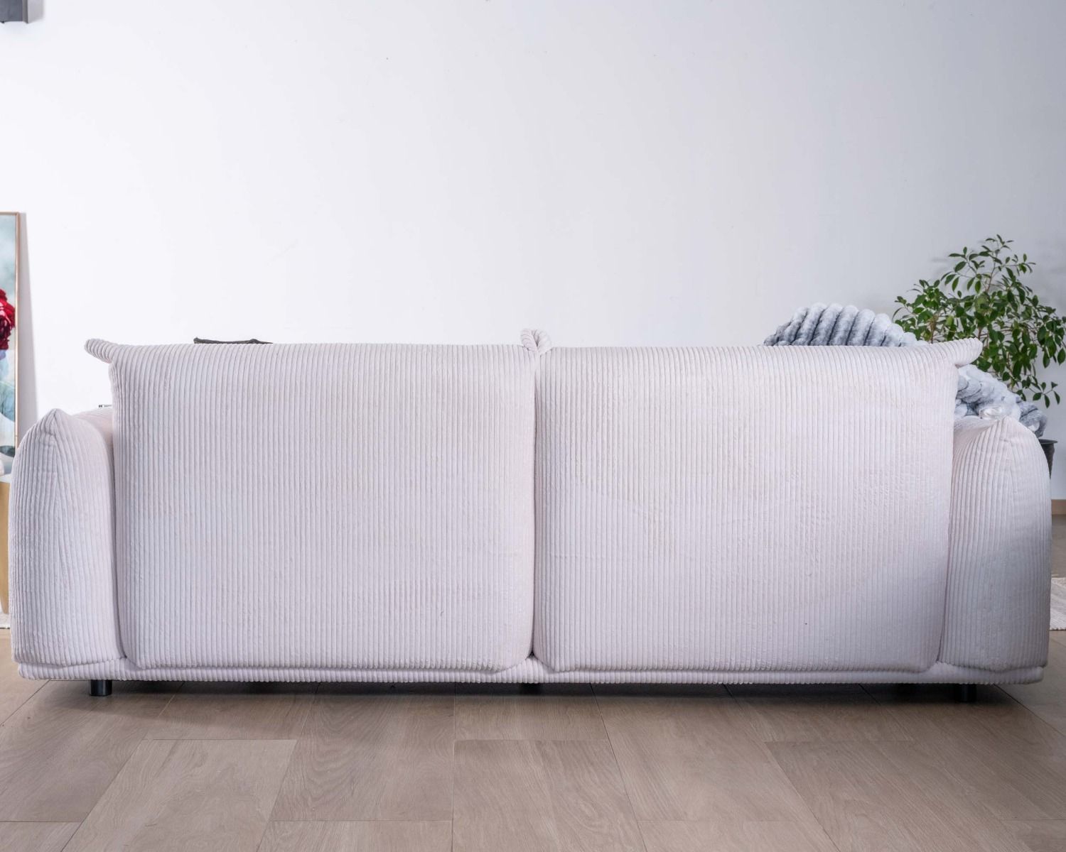 Divano retrò "Moon" a 3 posti in velluto bianco