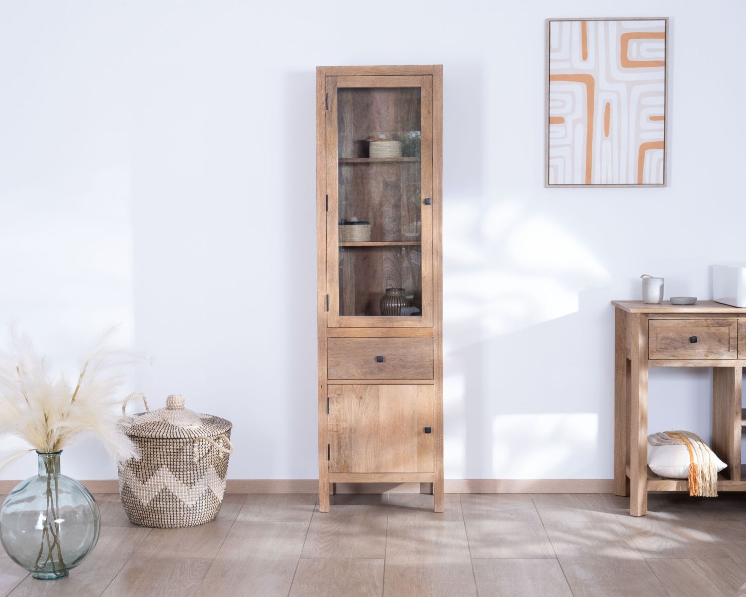 Colonna portaoggetti "Maestro" in mango massiccio smaltato