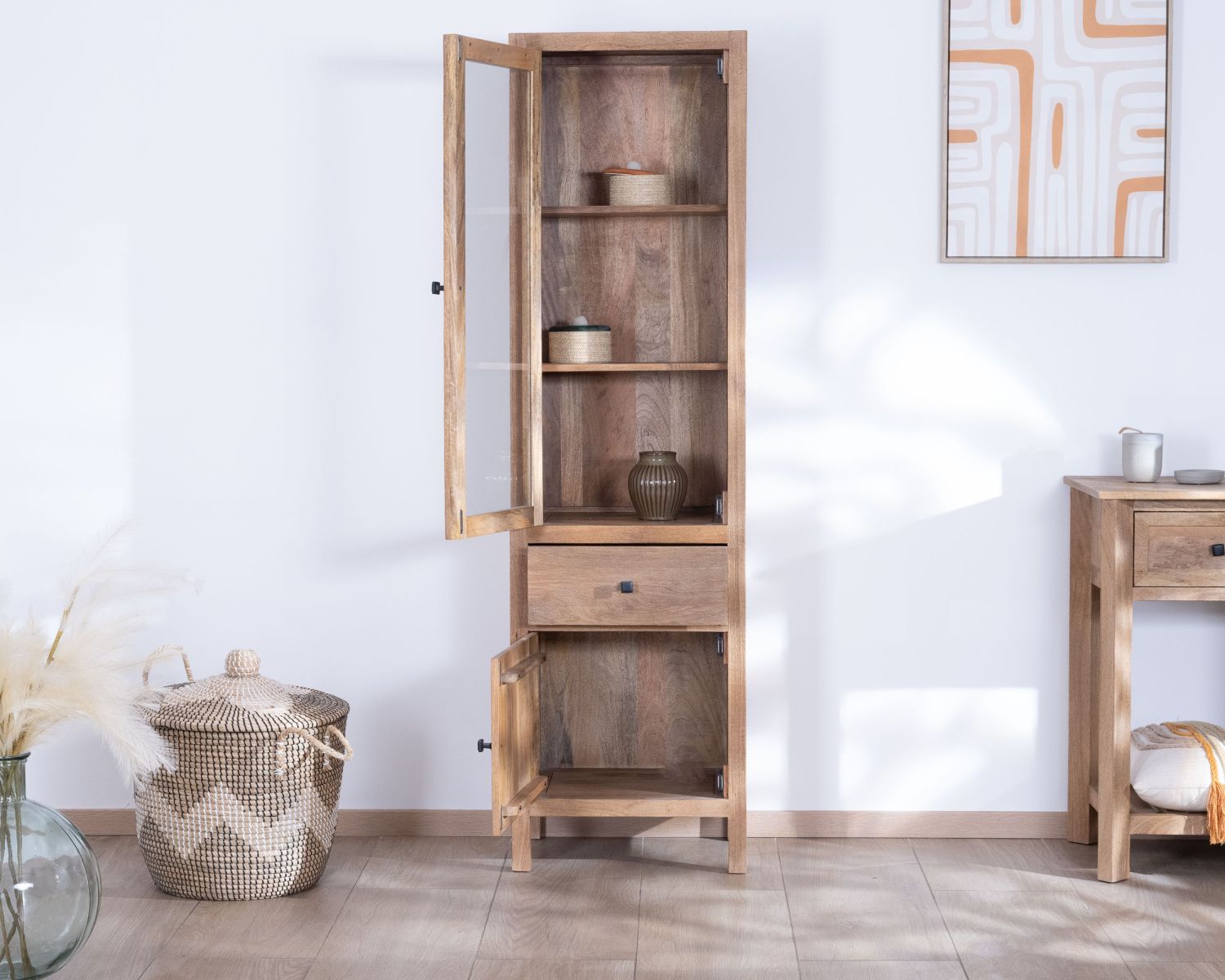 Colonna portaoggetti "Maestro" in mango massiccio smaltato