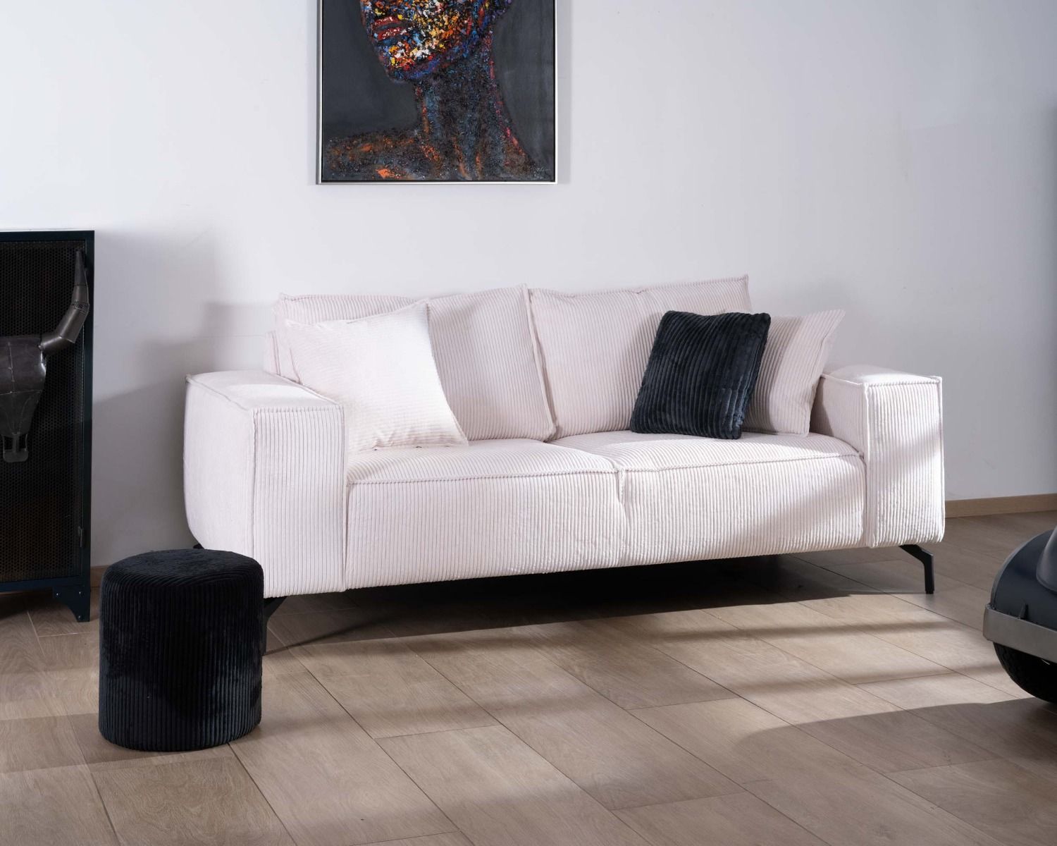 Divano comfort a 3 posti "Pueblo" in velluto bianco