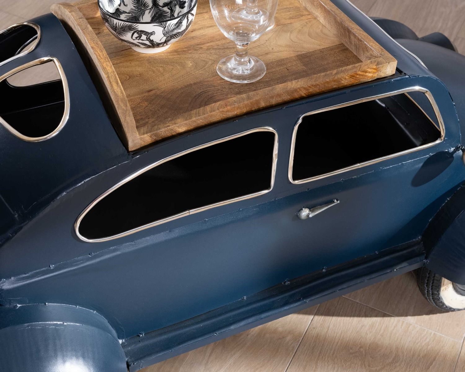 Tavolino originale d'epoca con auto "Crazy" blu