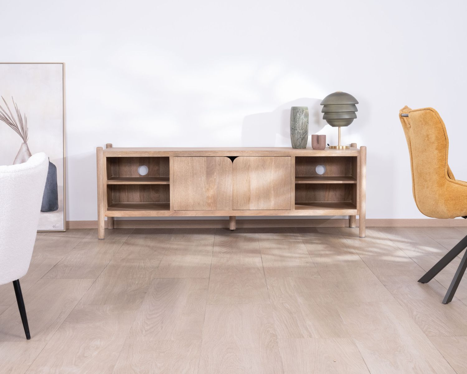 Panca TV grande in legno di mango "Orobie" 185 cm