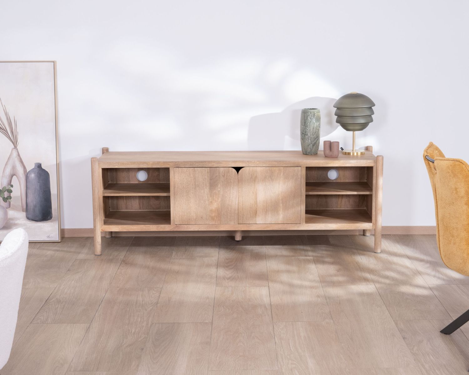 Panca TV grande in legno di mango "Orobie" 185 cm