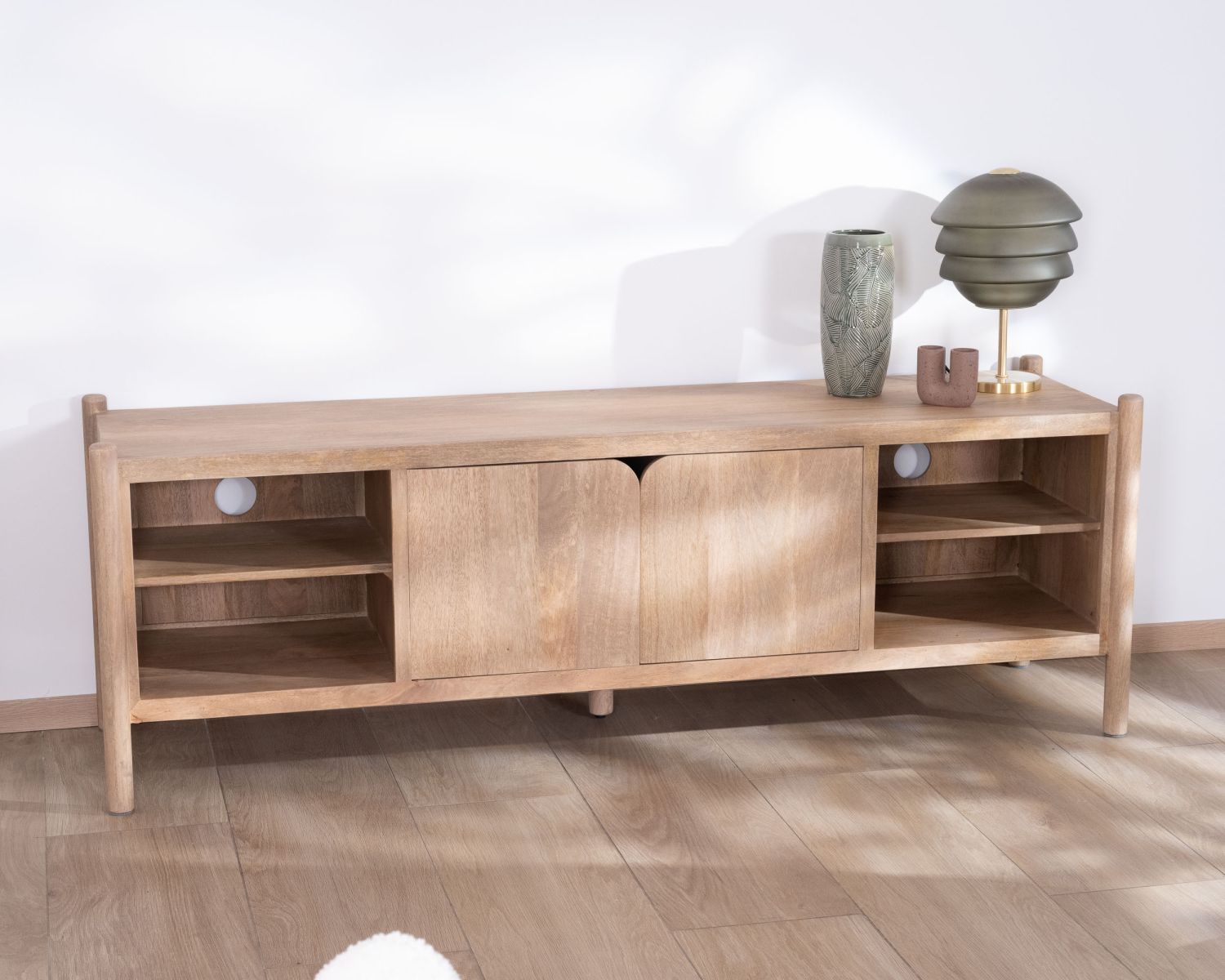 Panca TV grande in legno di mango "Orobie" 185 cm