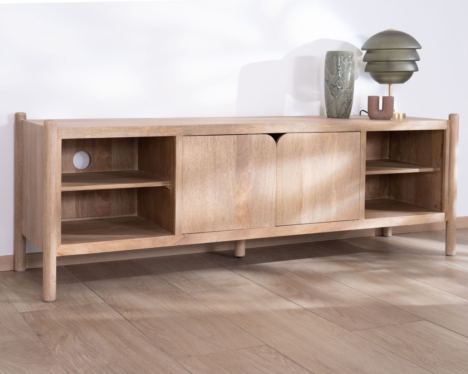 Panca TV grande in legno di mango "Orobie" 185 cm