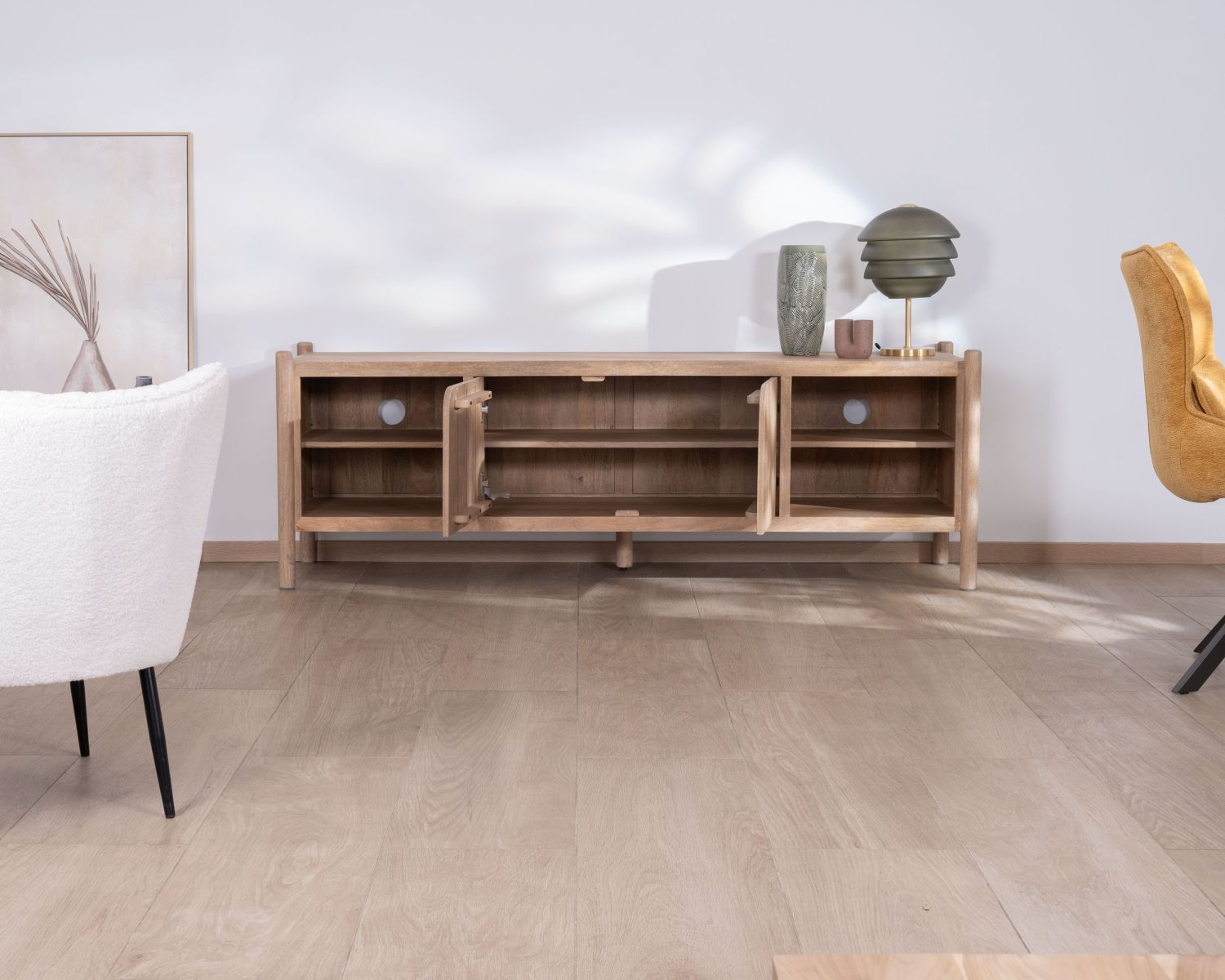 Panca TV grande in legno di mango "Orobie" 185 cm