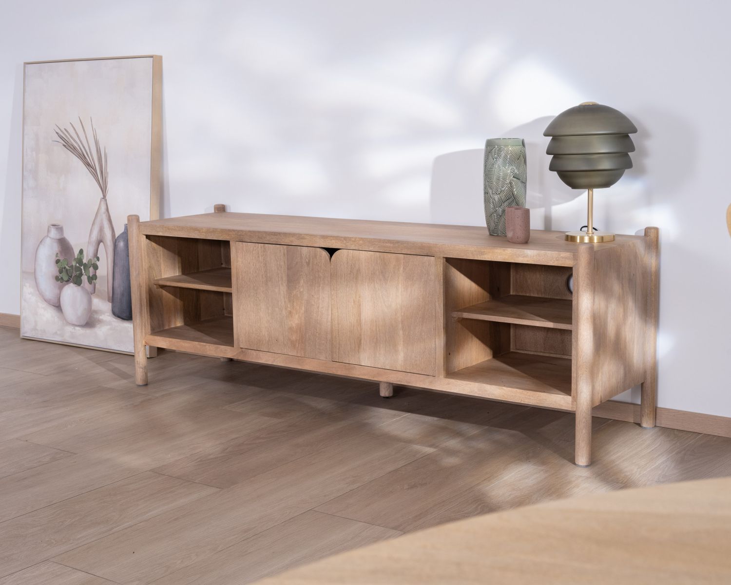 Panca TV grande in legno di mango "Orobie" 185 cm