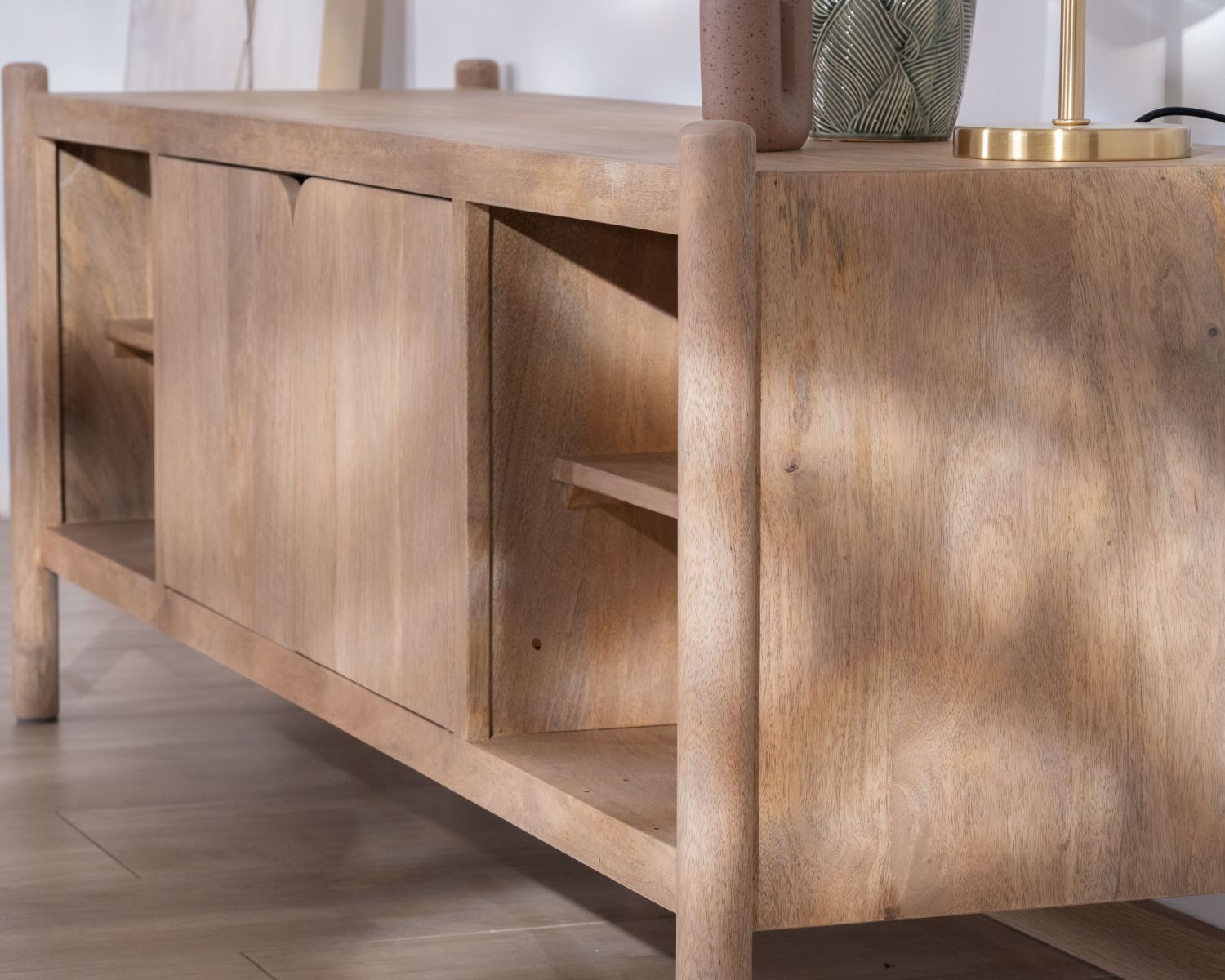 Panca TV grande in legno di mango "Orobie" 185 cm