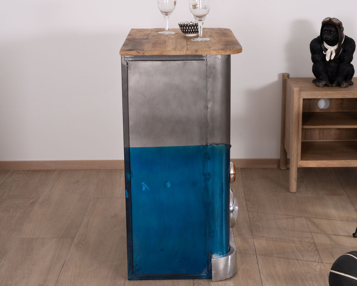 Banco bar anteriore per autobus "Crazy" in blu e grigio