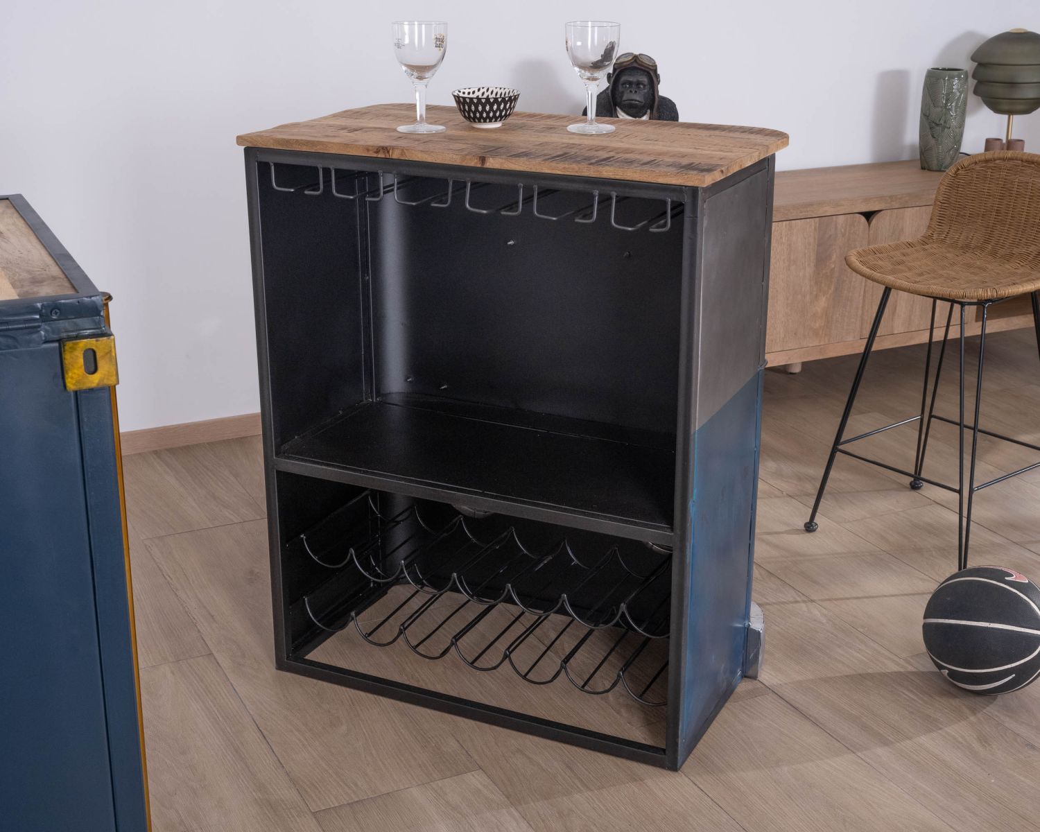 Banco bar anteriore per autobus "Crazy" in blu e grigio