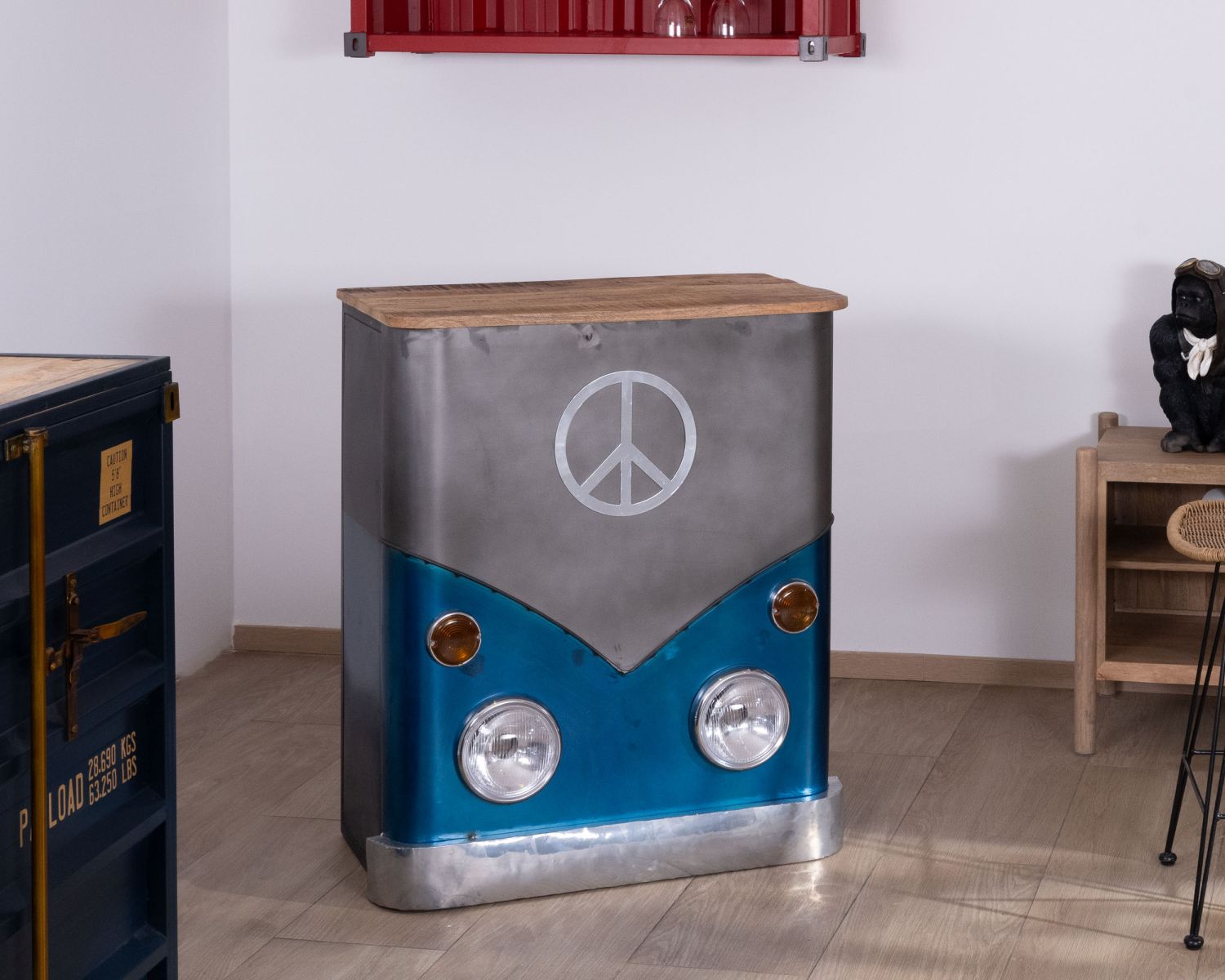 Banco bar anteriore per autobus "Crazy" in blu e grigio