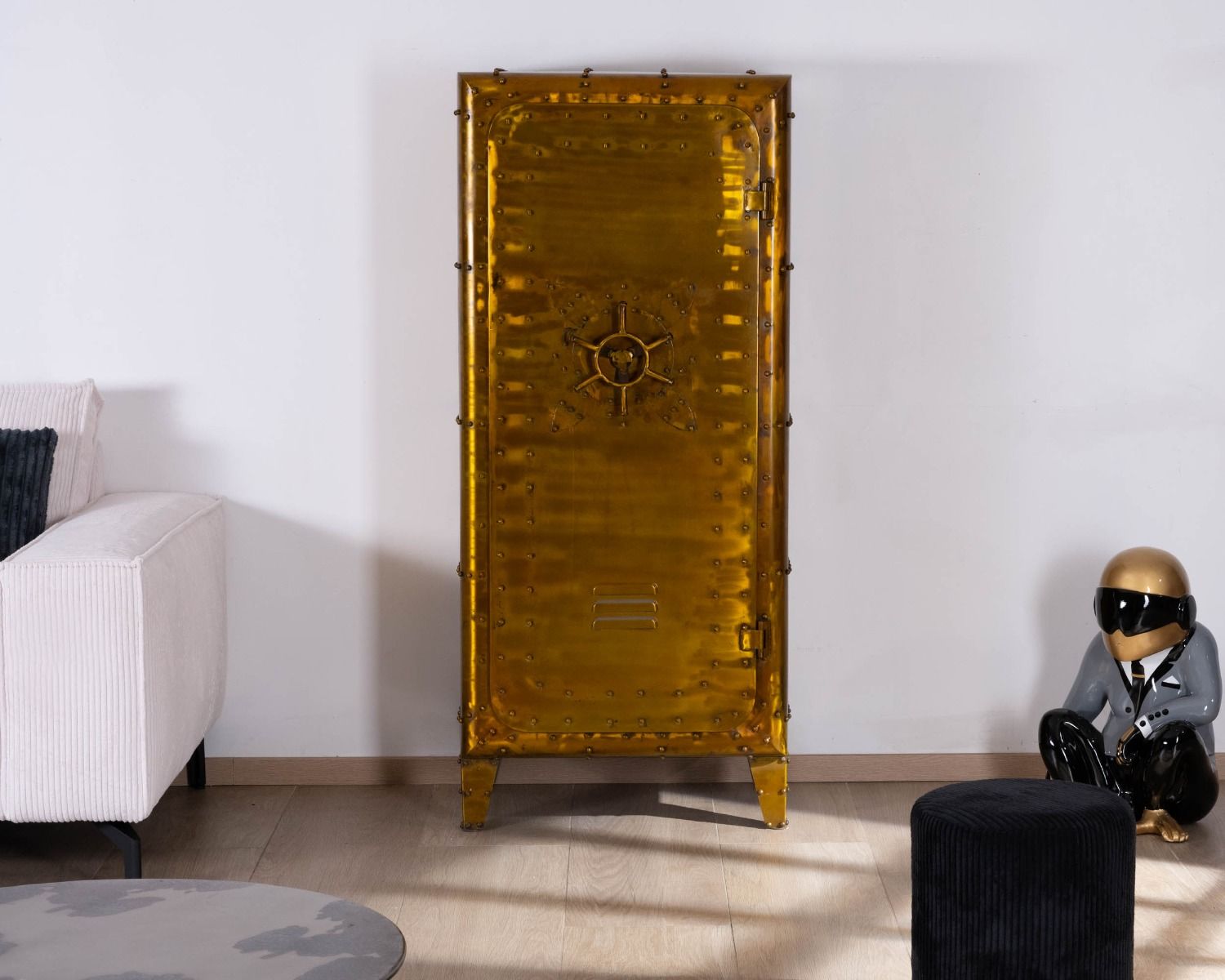 Portaoggetti "Crazy" dorato in stile cassaforte