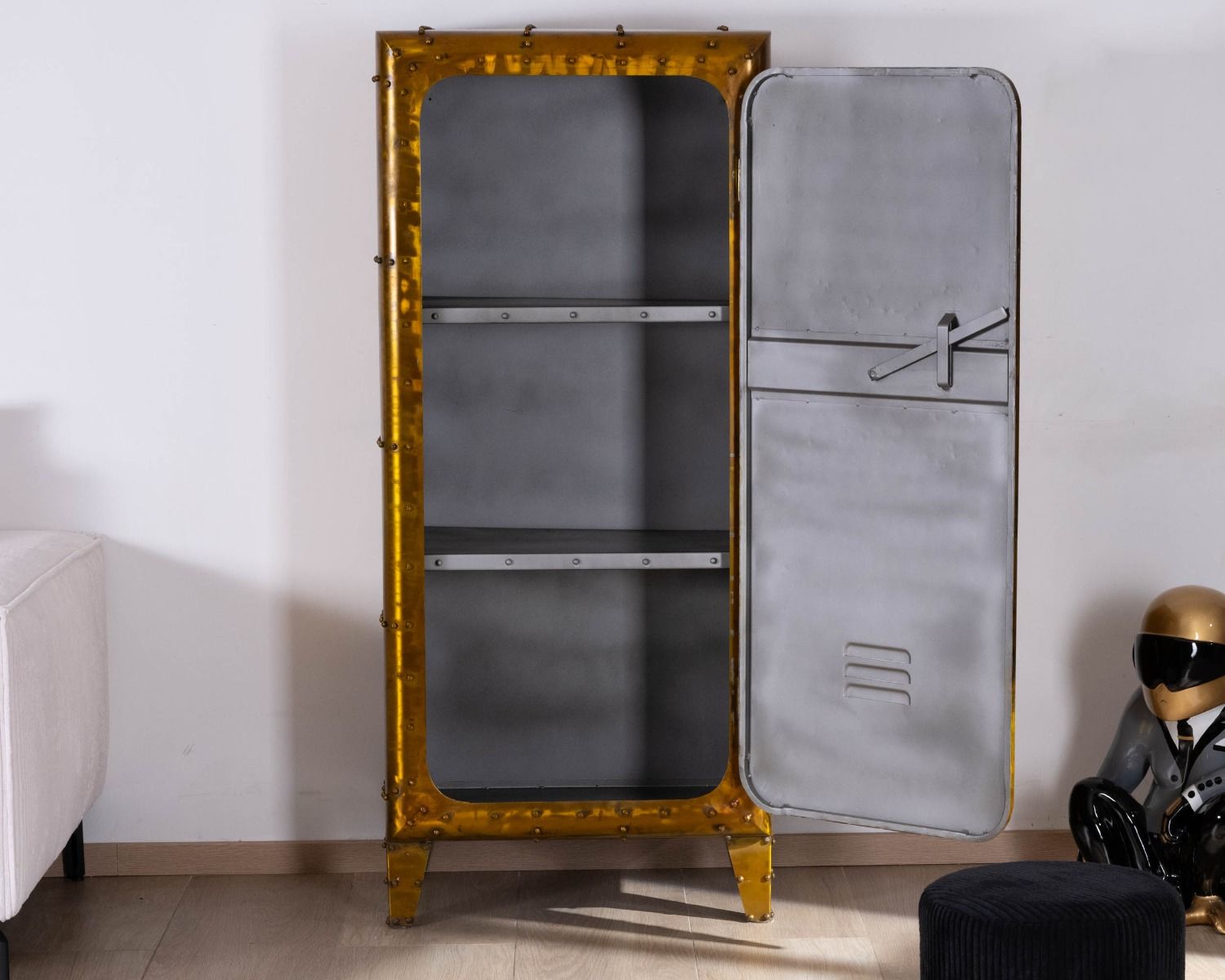 Portaoggetti "Crazy" dorato in stile cassaforte