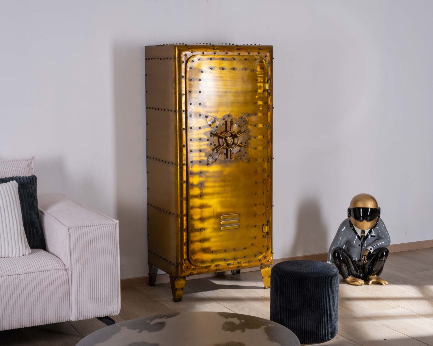 Portaoggetti "Crazy" dorato in stile cassaforte