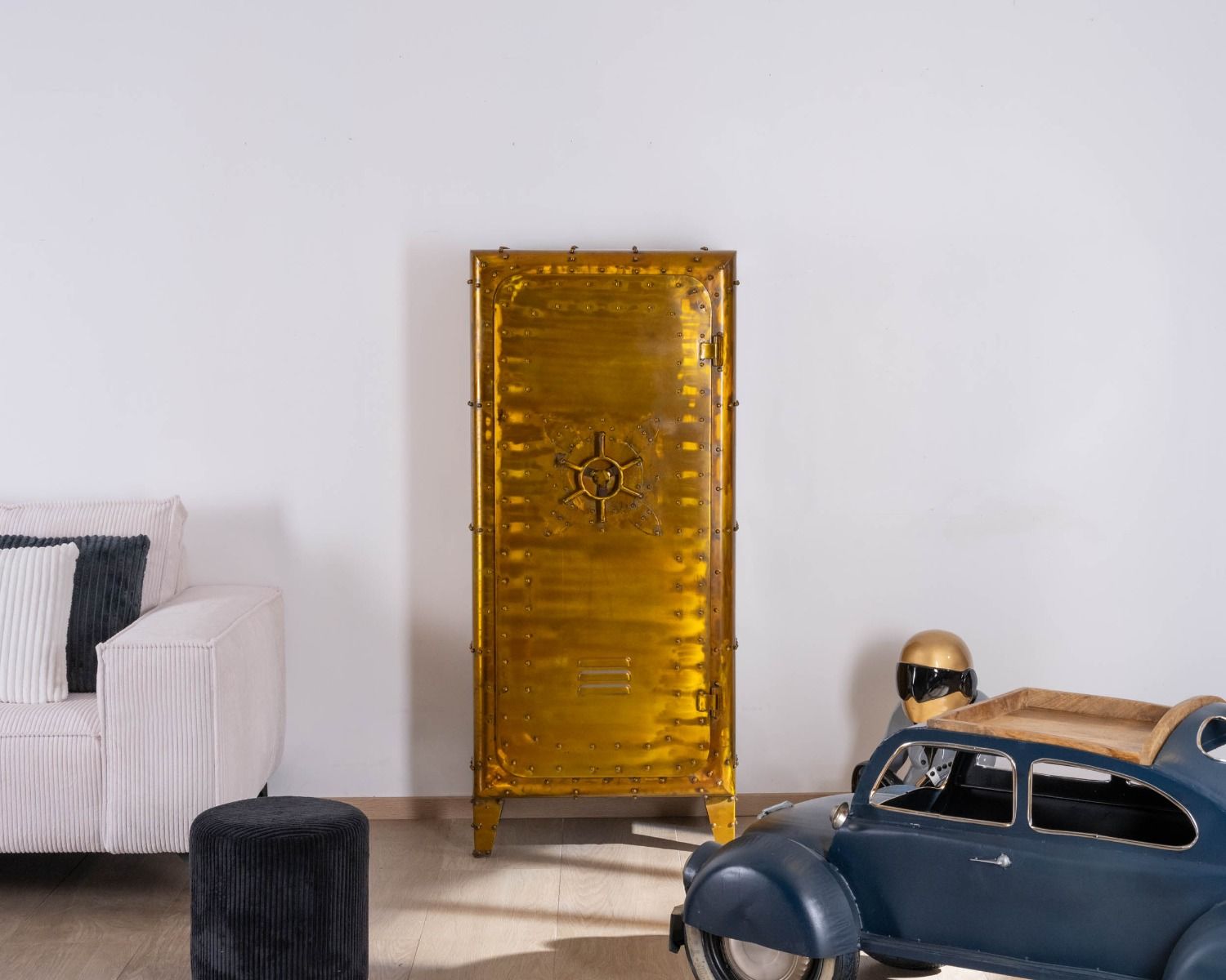 Portaoggetti "Crazy" dorato in stile cassaforte