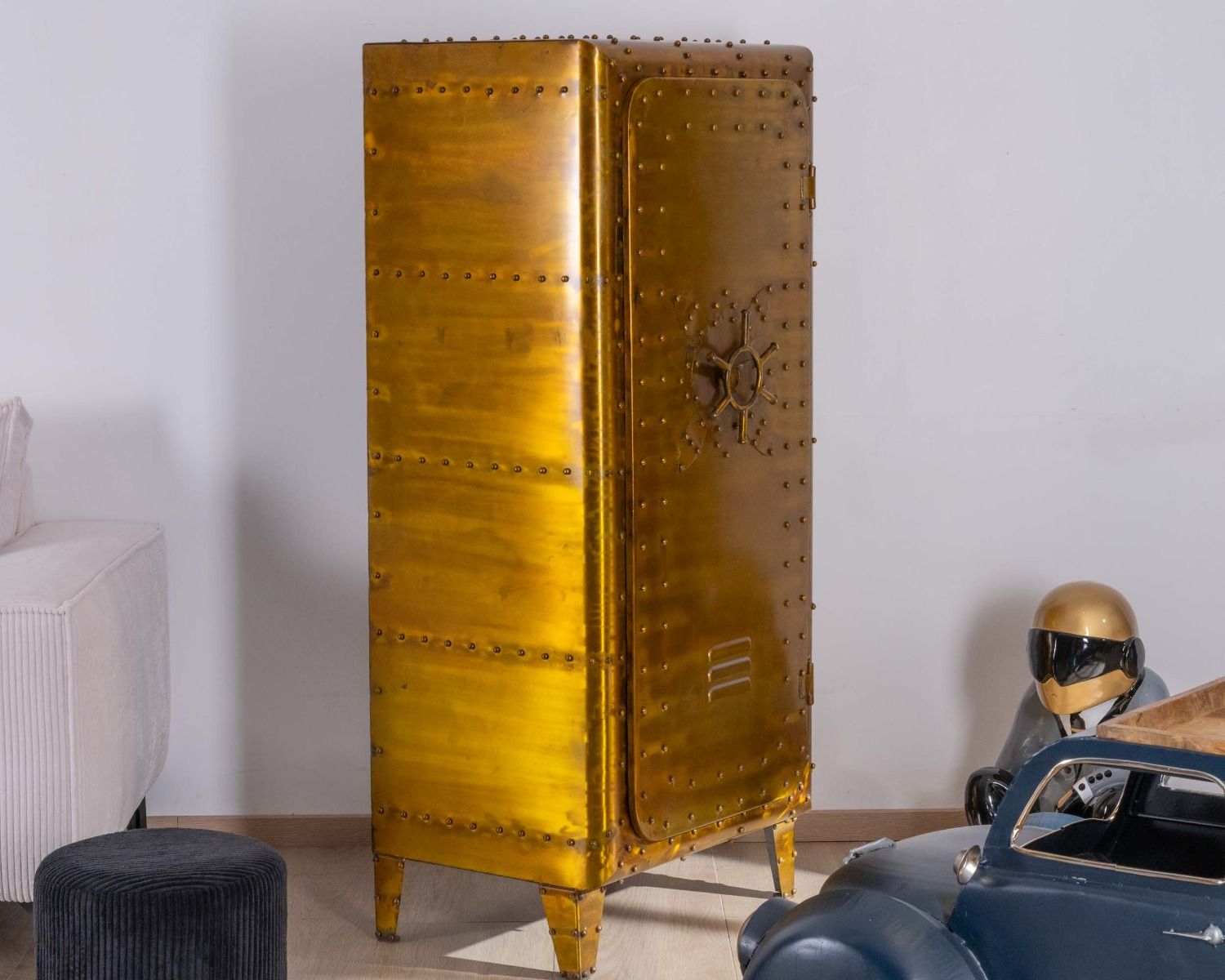 Portaoggetti "Crazy" dorato in stile cassaforte