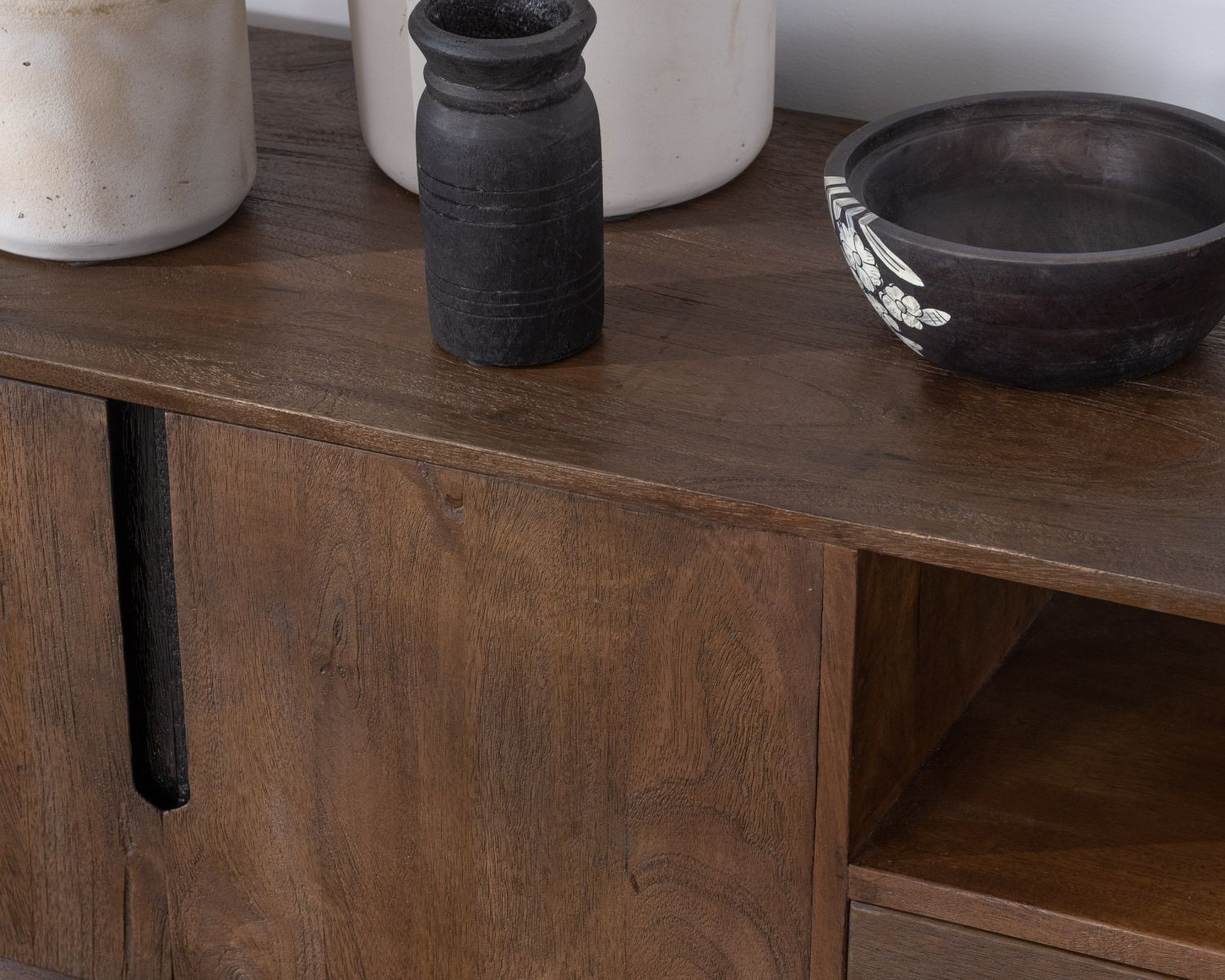 Mobile TV "Slody" grande in stile retrò in legno di mango, 200 cm