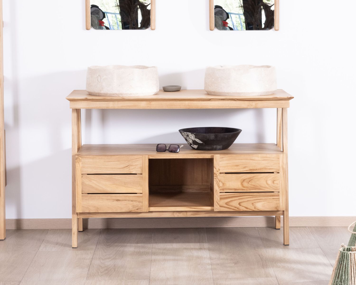 Mobile japandi 120 cm in teak design "Beau Matin