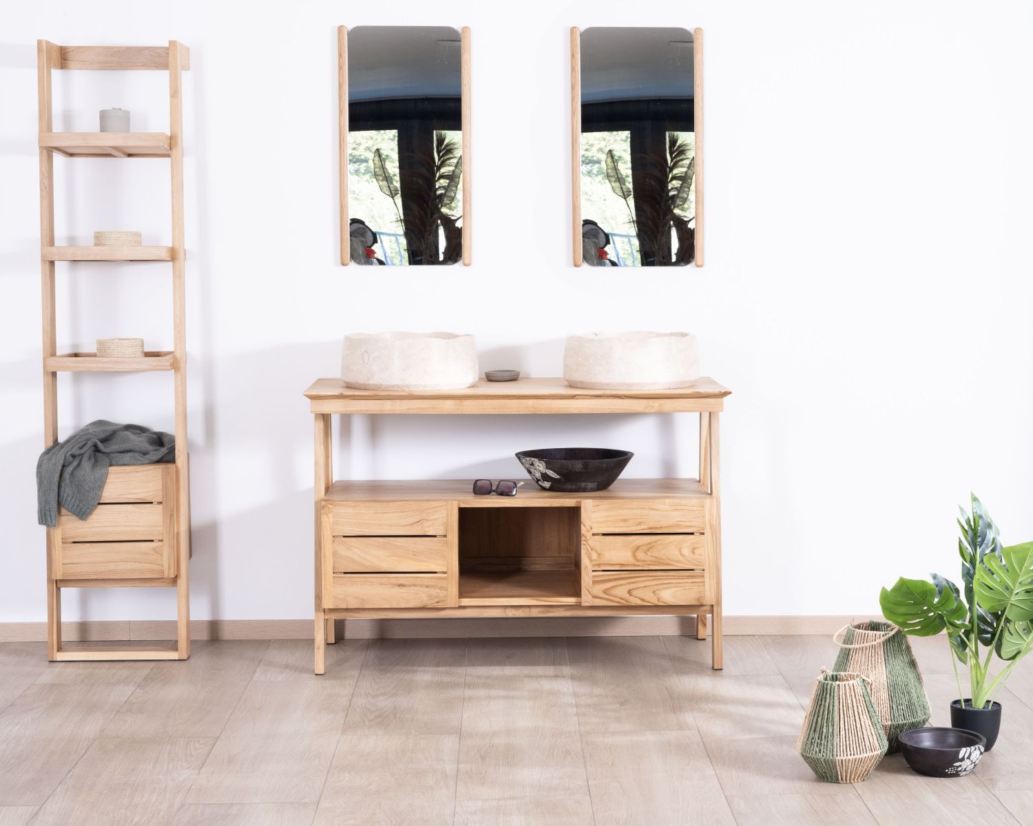 Mobile japandi 120 cm in teak design "Beau Matin