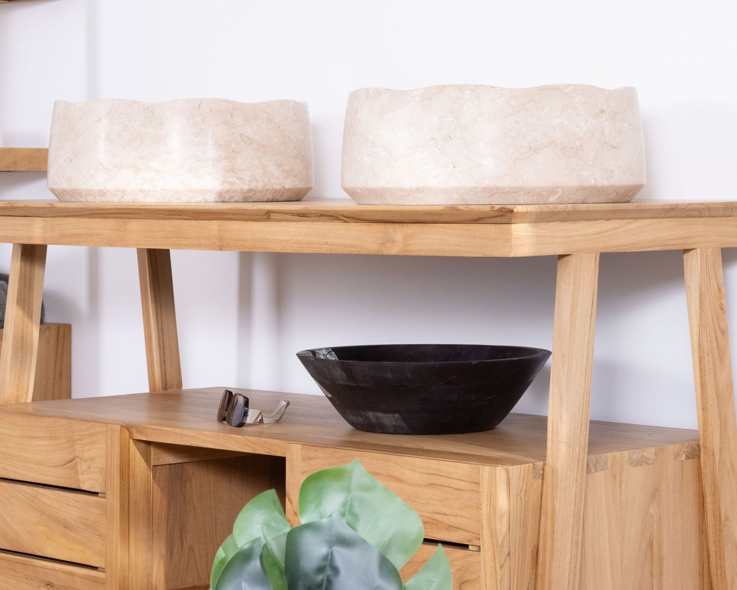 Mobile japandi 120 cm in teak design "Beau Matin