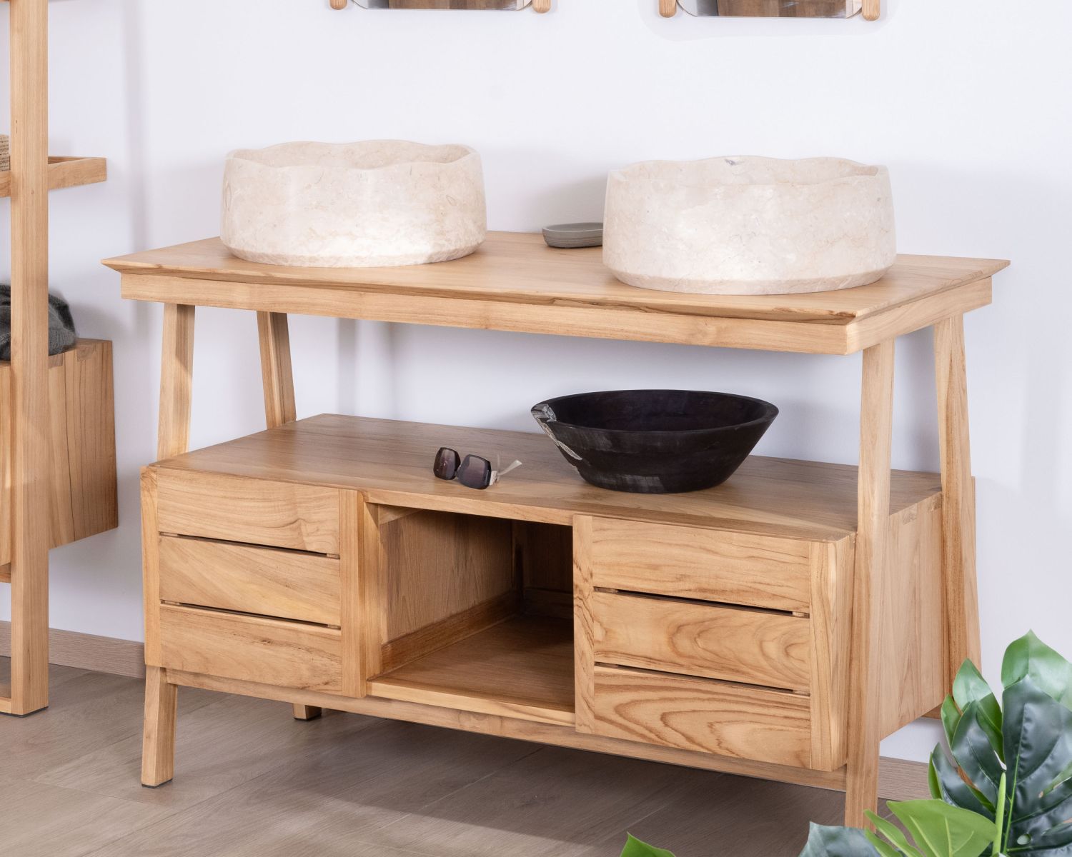 Mobile japandi 120 cm in teak design "Beau Matin