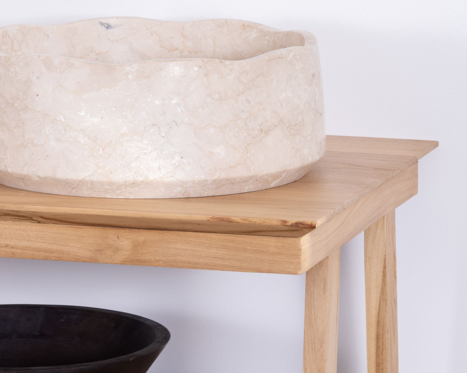Lavabo con piedistallo rotondo "Stone", design in puro marmo