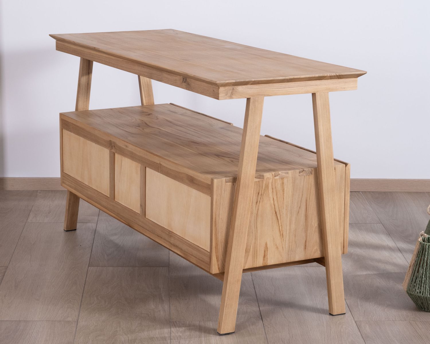 Mobile doppio da 140 cm in teak "Beau Matin" design japandi