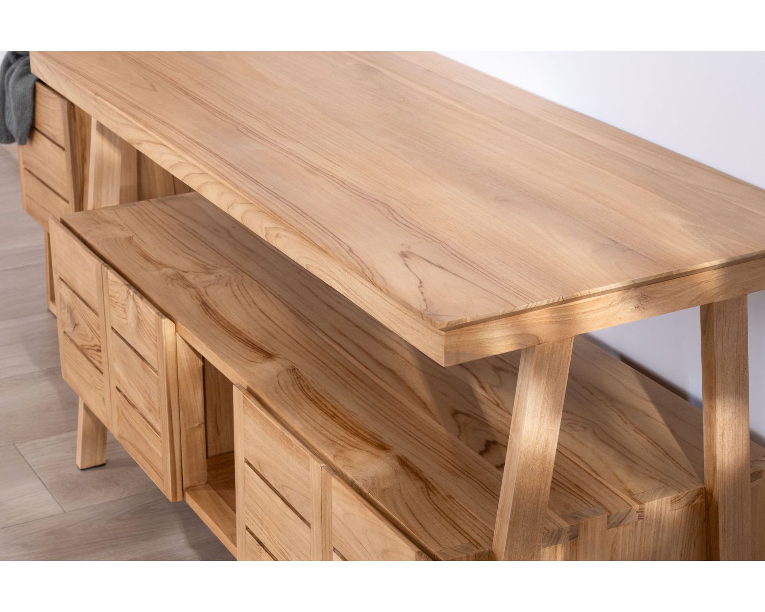 Mobile doppio da 140 cm in teak "Beau Matin" design japandi