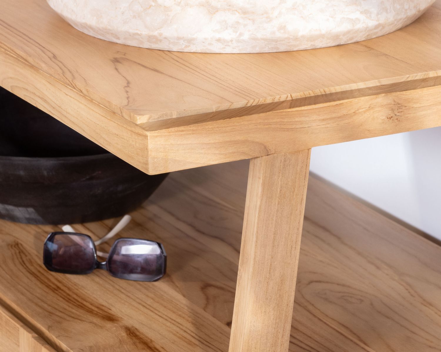 Mobile doppio da 140 cm in teak "Beau Matin" design japandi